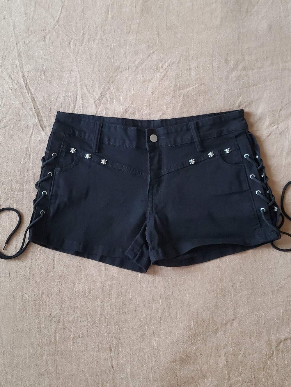 Denim Jeans Black Shorts Y2k Super Shorts Retro size XXL